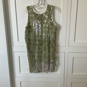 Zara Trafaluc Green and Silver Sequin Dress